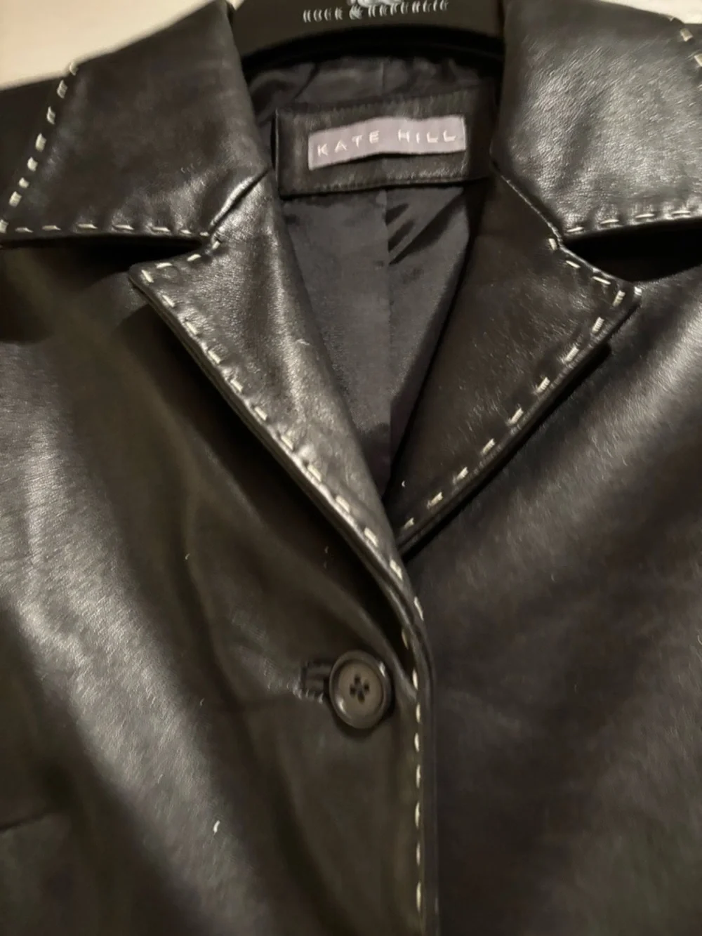 Black Leather Topstitched Jacket/Blazer - Picture 8 of 14